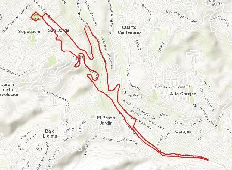 Mapa del recorrido de la carrera Renacer